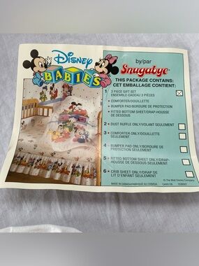 Vintage Disney Babies Crib Bedding Set Mickey Minnie Pluto Donald Snugabye